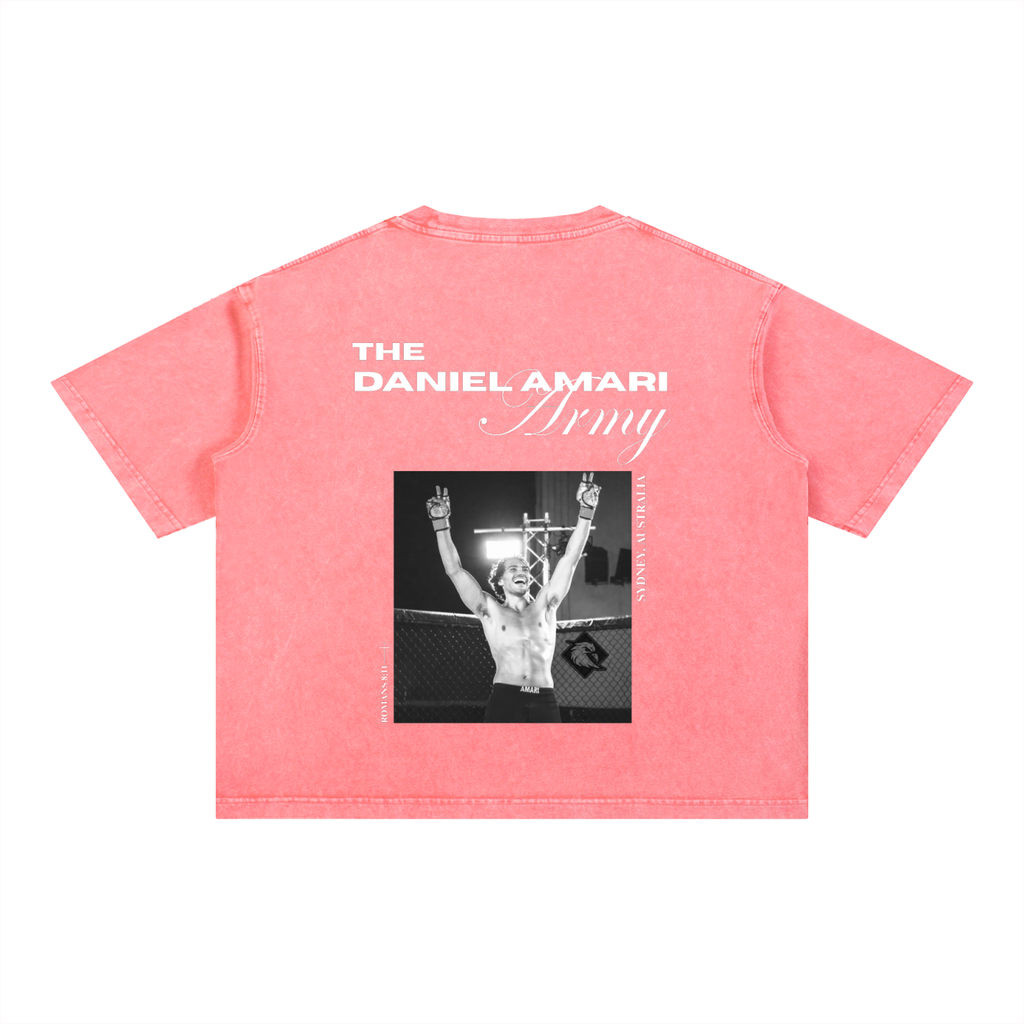 Mineral Wash Boxy 100% Cotton T-Shirt - Salmon