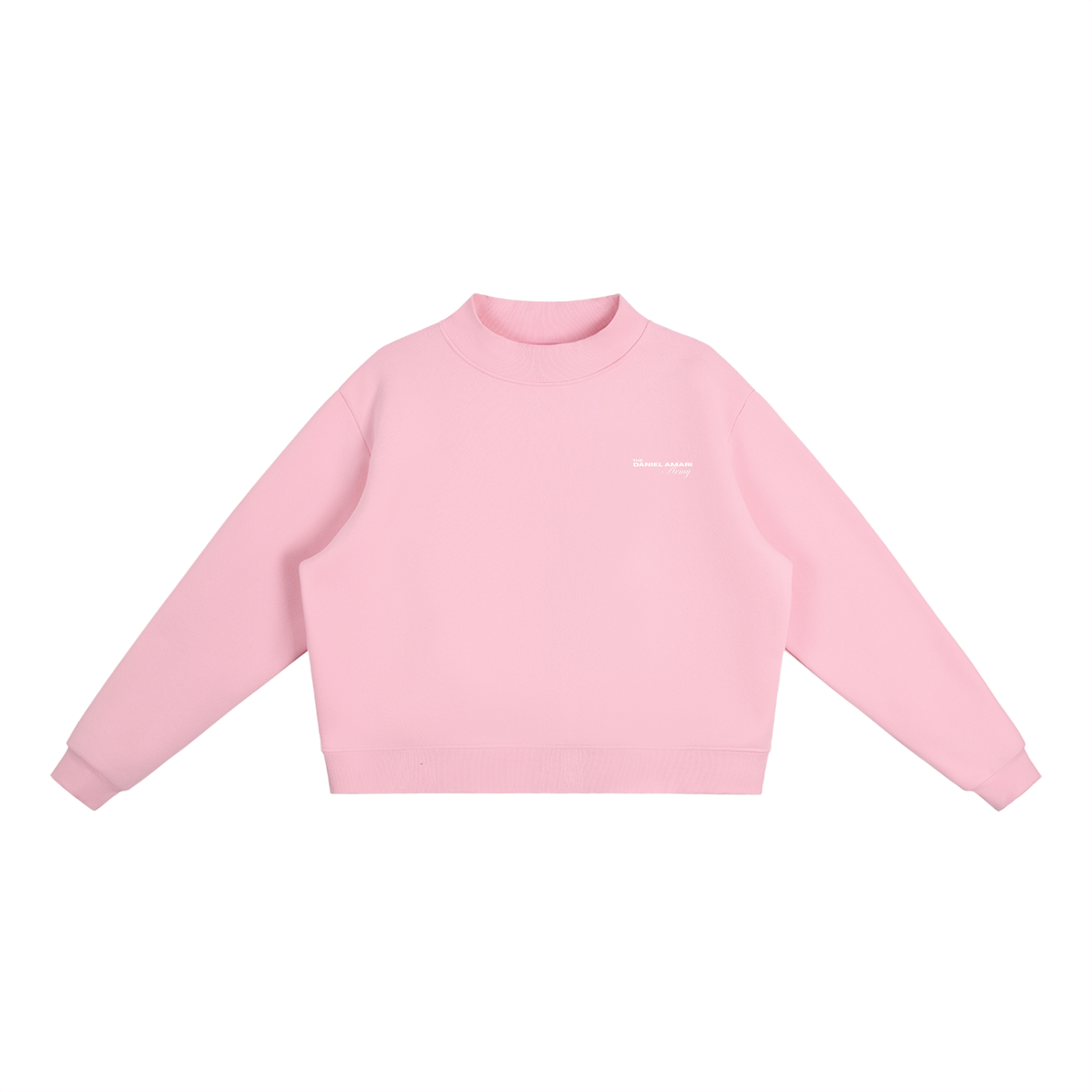 Oversized Fleece Mock-Neck Crew Sweatshirt - Baby Pink