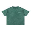 Mineral Wash Boxy 100% Cotton T-Shirt - Vintage Green