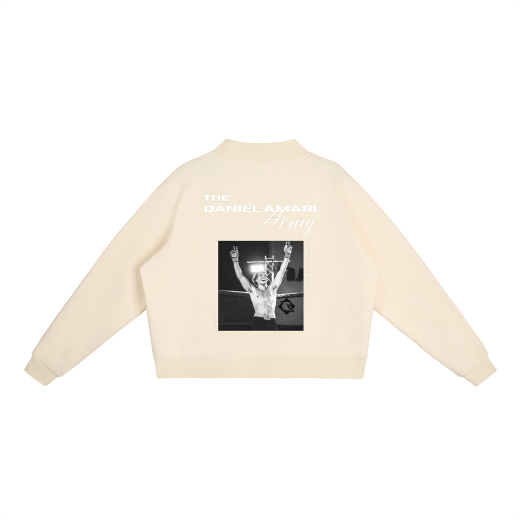 Oversized Fleece Mock-Neck Crew Sweatshirt - Beige