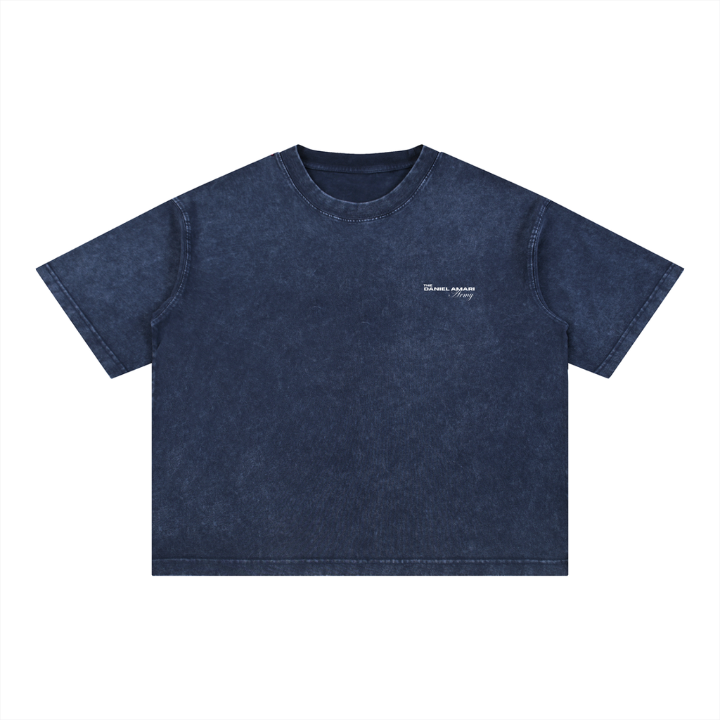 Mineral Wash Boxy 100% Cotton T-Shirt- Denim Blue