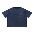 Mineral Wash Boxy 100% Cotton T-Shirt- Denim Blue