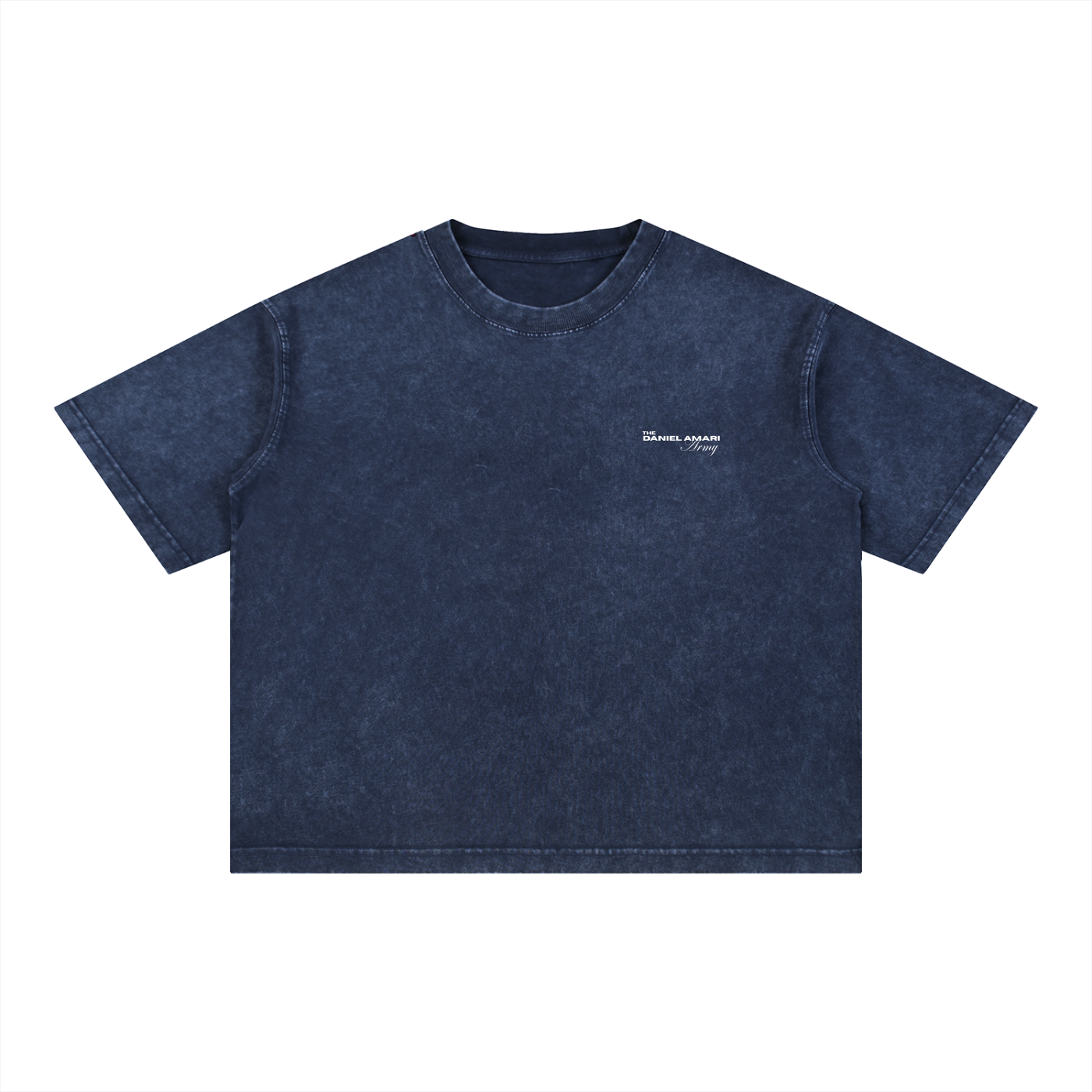 Mineral Wash Boxy 100% Cotton T-Shirt- Denim Blue