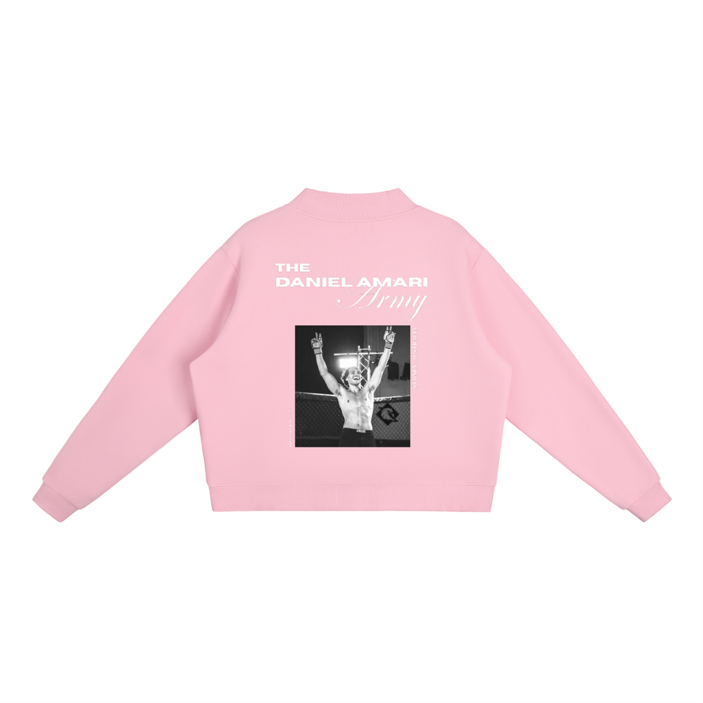 Oversized Fleece Mock-Neck Crew Sweatshirt - Baby Pink
