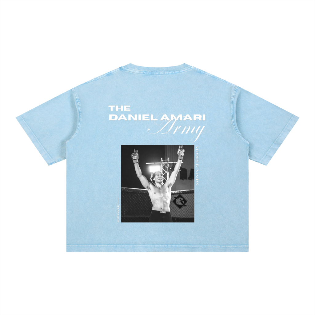 Mineral Wash Boxy 100% Cotton T-Shirt - Baby Blue