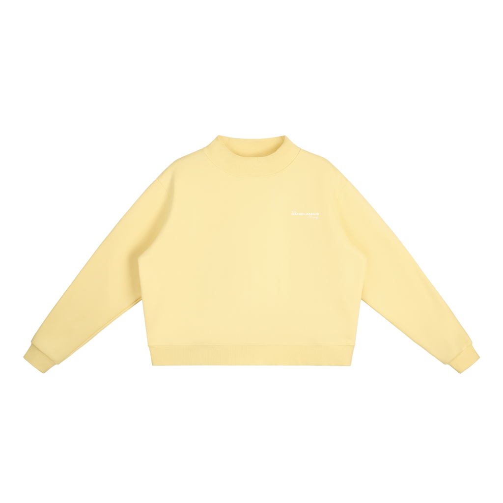 Oversized Fleece Mock-Neck Crew Sweatshirt - Butter