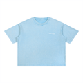 Mineral Wash Boxy 100% Cotton T-Shirt - Baby Blue