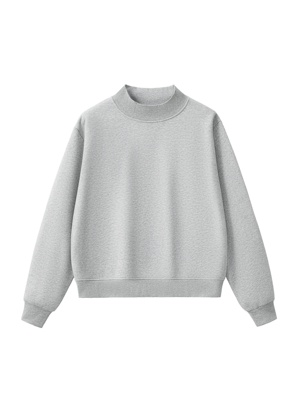 Oversized Fleece Mock-Neck Crew Sweatshirt - Grey Marle