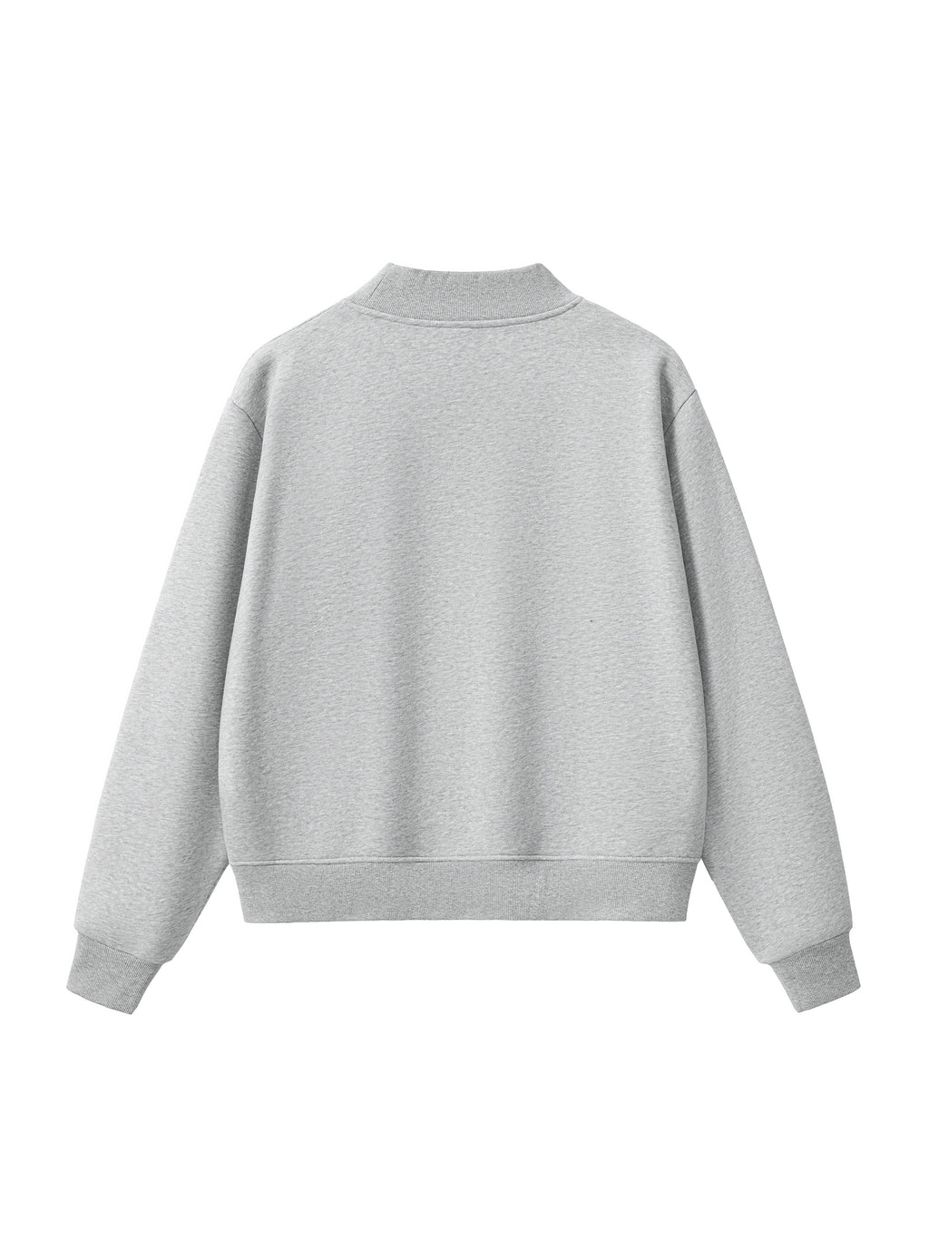 Oversized Fleece Mock-Neck Crew Sweatshirt - Grey Marle