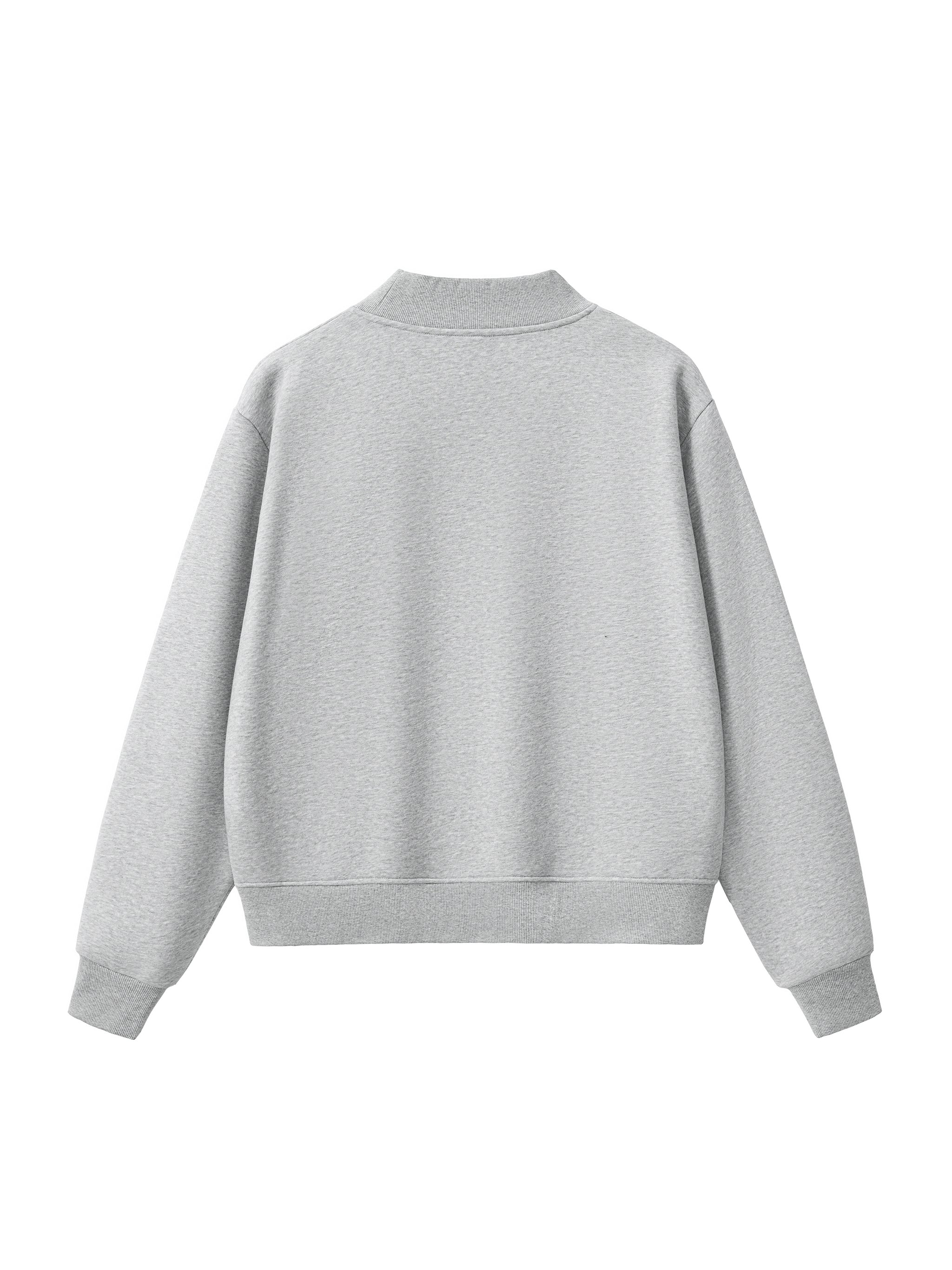 Oversized Fleece Mock-Neck Crew Sweatshirt - Grey Marle